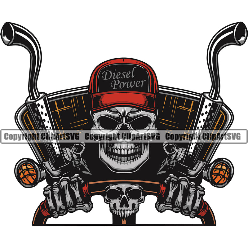 Transportation Truck Skull Black Skeleton Design Element Commercial Vehicle Move Moving Business Company Logo Semi Tractor Trailer Big Haul Hauler Clipart SVG