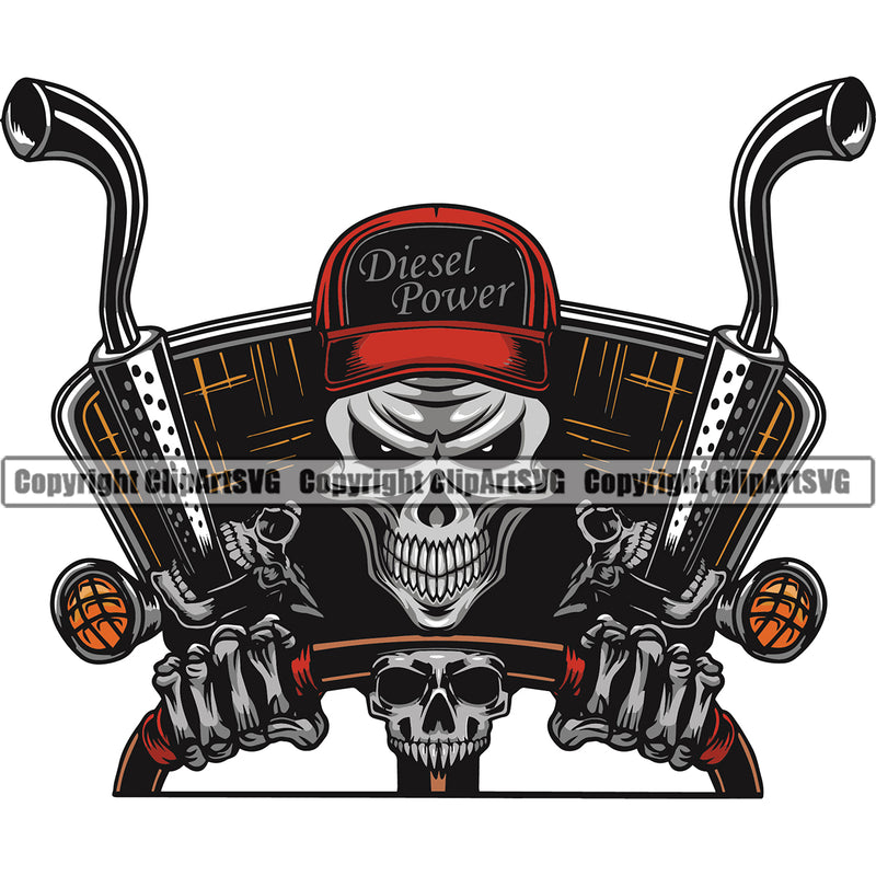 Transportation Truck Skull Logo Black Color Skeleton Design Semi Tractor Trailer Big Rig 18  Company Wheeler Truck Driver Haul Hauler Delivery Moving Business Clipart SVG