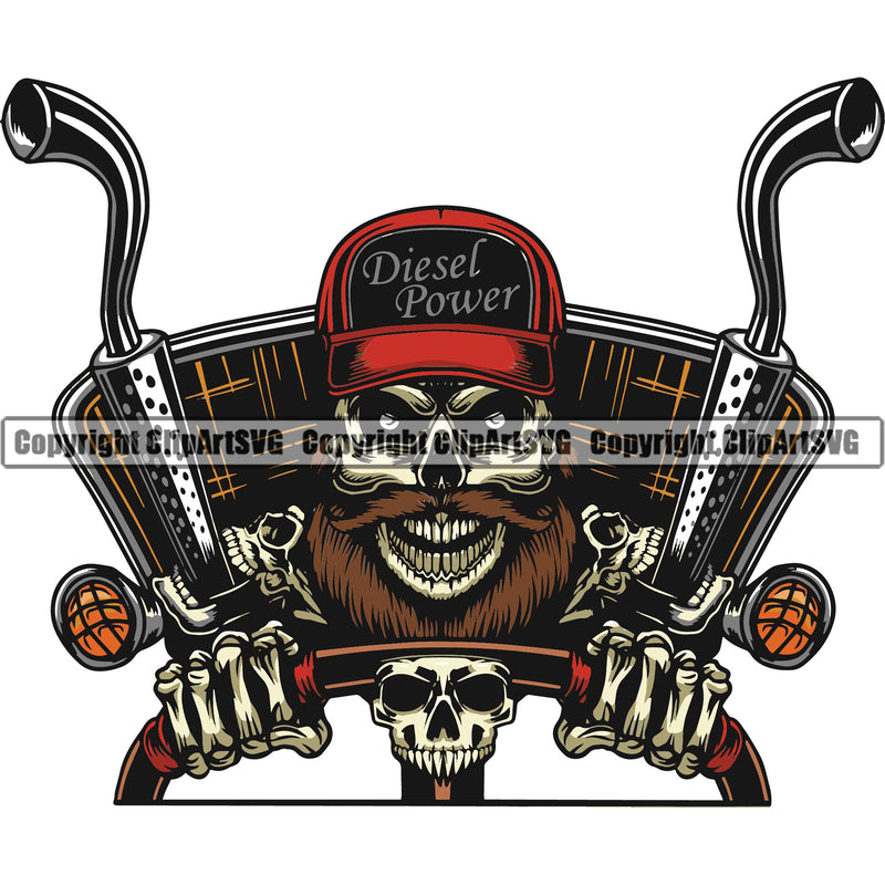 Transportation Truck Skull Dark Color Skeleton Logo Design Element Truck Driver Trucker Trucking Shipping Transport Semi Tractor Haul Hauler Business Company Logo Clipart SVG