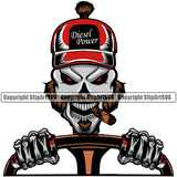 Transportation Truck Skull Logo Color Skeleton Design Cigar Semi Tractor Trailer Big Rig 18 Wheeler Truck Driver Haul Hauler Delivery Cargo Moving Business Company Clipart SVG