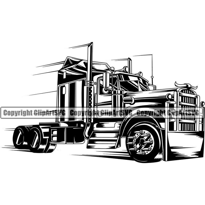 Transportation Truck Smell Dielsel Color Design Driver Commercial Moving Business Company Logo Hauler Element Semi Tractor Trailer Big Rig 18 Wheeler Truck Delivery Clipart SVG
