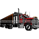 Transportation Truck Smell Dielsel Red Color Design Driver Commercial Vehicle Move Moving Business Company Logo Hauler Element Semi Tractor Trailer Big Rig 18 Wheeler Truck Clipart SVG