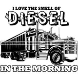 Transportation Truck I Love Smell Dielsel In The Morning Text Design Element Trailer Big Rig 18 Wheeler Truck Driver Trucker Trucking Shipping Transport Cargo Hauler Delivery Business Company Logo Vector Clipart SVG