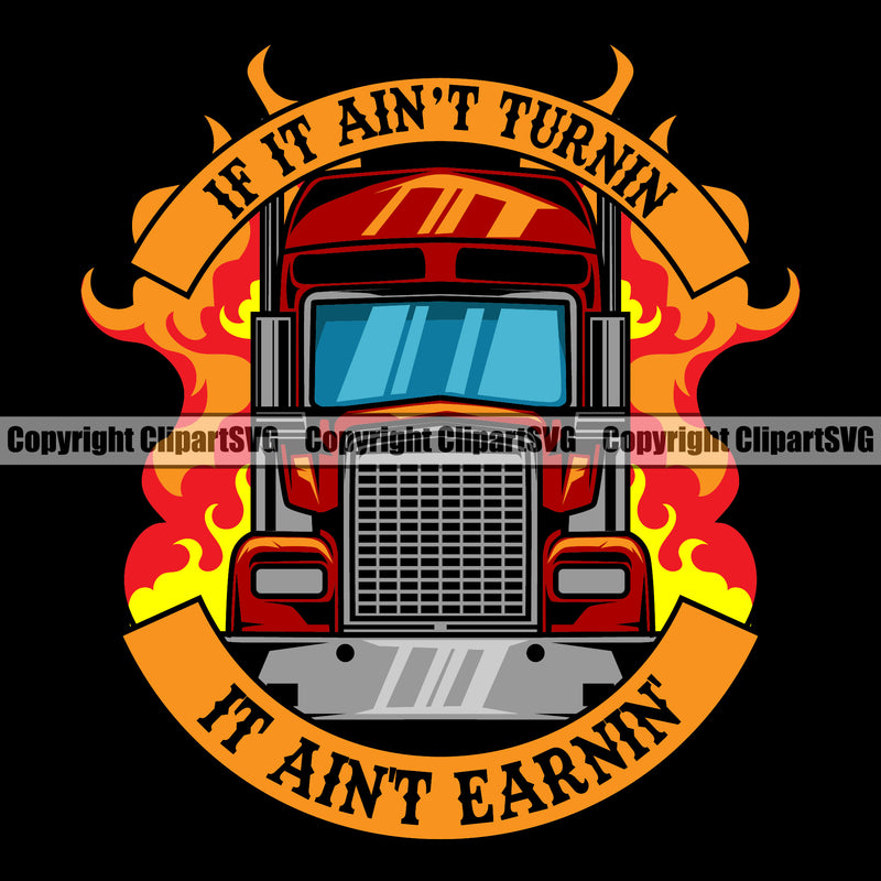 Transportation Truck Black Color Background Design Element Semi Tractor Trailer Big Rig 18 Wheeler Truck Driver Trucker Trucking Vehicle Move Moving Business Company Logo Clipart SVG