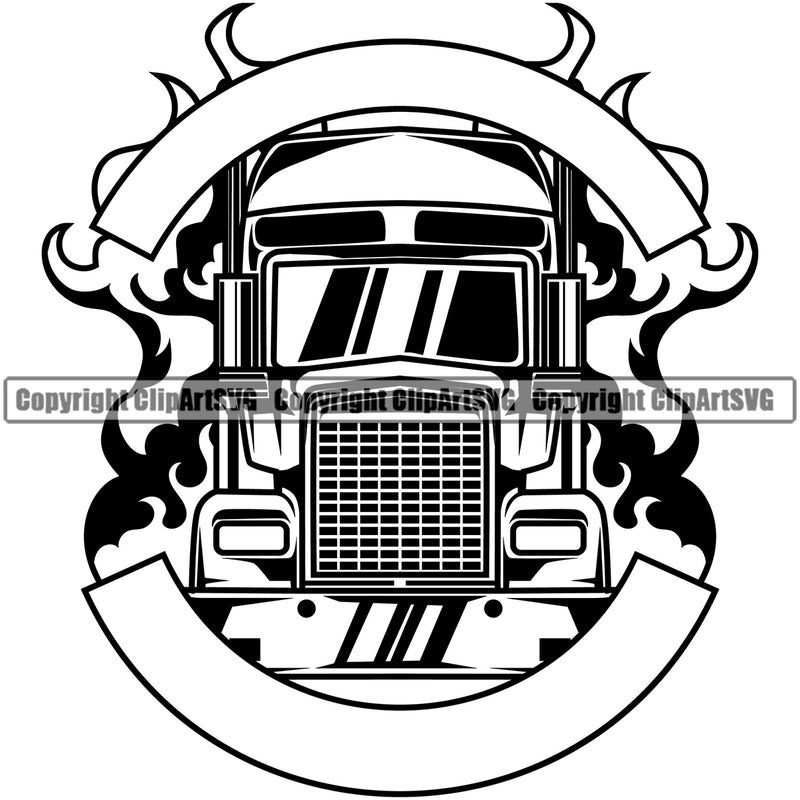 Transportation Truck Semi Tractor Trailer Big Rig 18 Wheeler Truck Driver Trucker Trucking Haul Hauler Delivery Moving Business Company Logo