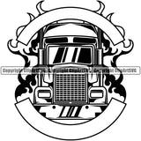 Transportation Truck Semi Tractor Trailer Big Rig 18 Wheeler Truck Driver Trucker Trucking Haul Hauler Delivery Moving Business Company Logo