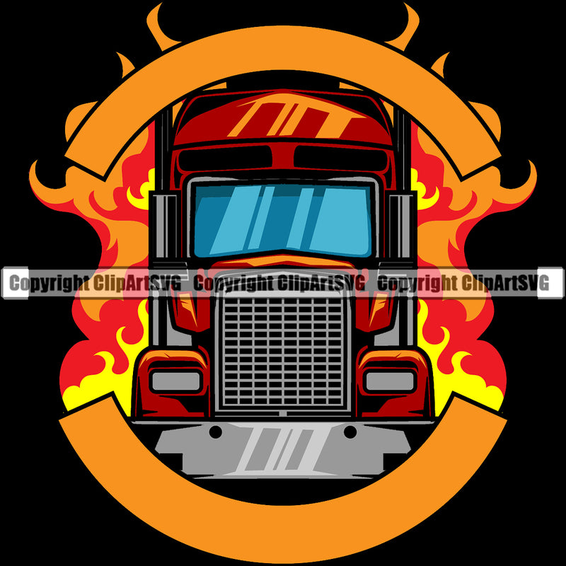 Transportation Truck Black Color Background Design Element Trailer Big Rig 18 Wheeler Truck Driver Trucker Trucking Shipping Transport  Move Moving Business Company Logo Haul Hauler Delivery Clipart SVG