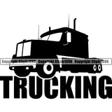 Transportation Trucking Black Color Design Truck Driver Trucker Shipping Transport Commercial Vehicle Move Moving Business Company Logo Semi Tractor Trailer Haul Hauler Clipart SVG