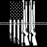 USA Flag Machine Gun Rifle Stripes Weapon White Gun Color Black Background Design Element Rights United States America 2nd Amendment American Military Army Art Design Logo Clipart SVG