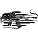 USA Flag Machine Gun Rifle Barrel Smoke Weapon Rights United States America Weapon Fire Smoke Design Element 2nd Amendment American Military Army Art Design Logo Clipart SVG