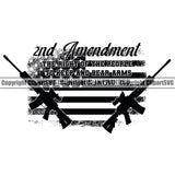 Distressed USA Flag Machine Gun Rifle Weapon Rights United States America 2nd Amendment The Right Of The People Quote Text Black White Color Design Element American Military Army Art Design Logo Clipart SVG