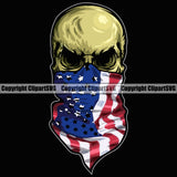 USA Flag Gun Weapon Rights United States America Rising Skull Skeleton Bandanna Mask Color Black Background Design Element 2nd Amendment American Military Army Art Design Logo Clipart SVG