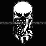 USA Flag Bandanna Mask Patriot Patriotism Gun Weapon Rights United States America 2nd Amendment Rising Skull Black Background Design Element American Military Army Art Design Logo Clipart SVG