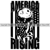 USA Flag Gun Weapon Rights United States Rising Skull Skeleton Head America Rising Quote Text Design Element 2nd Amendment American Military Army Art Design Logo Clipart SVG