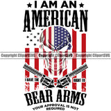 USA Flag Gun Weapon Rights United States I Am An America I Have The Right To Bear Arms Black Design Element Quote Text Red Color Flag 2nd Amendment American Military Army Art Design Logo Clipart SVG