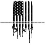 Distressed USA Flag Machine Gun Rifle Stripes Weapon Rights United States America Flags Gun White Background Design Element 2nd Amendment American Military Army Art Design Logo Clipart SVG