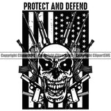 USA Flag Automatic Machine Gun Rifles Weapon Rights United States America 2nd Amendment Protect And Defend Design Element American Military Army Art Design Logo Clipart SVG