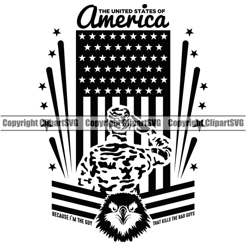 Soldier Salute Saluting USA Flag Gun Weapon Rights United States America Veteran America Quote Text Design Element 2nd Amendment American Military Army Art Design Logo Clipart SVG