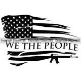 Distressed USA Flag Gun Weapon Rights United States America 2nd Amendment We The People Quote Text Design Element American Military Army Art Design Logo Clipart SVG