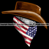 Skull Skeleton USA Flag Bandanna Mask Cowboy Hat Cap Weapon Rights United States America 2nd Amendment When Guns Are Outlawed Skull Black Background Design Element American Military Army Art Design Logo Clipart SVG