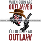 Skull Skeleton USA Flag Bandanna Mask Weapon Rights United States America 2nd Amendment When Guns Are Outlawed I Will Become An Outlaw Red Color Quote Design Element American Military Army Art Design Logo Clipart SVG