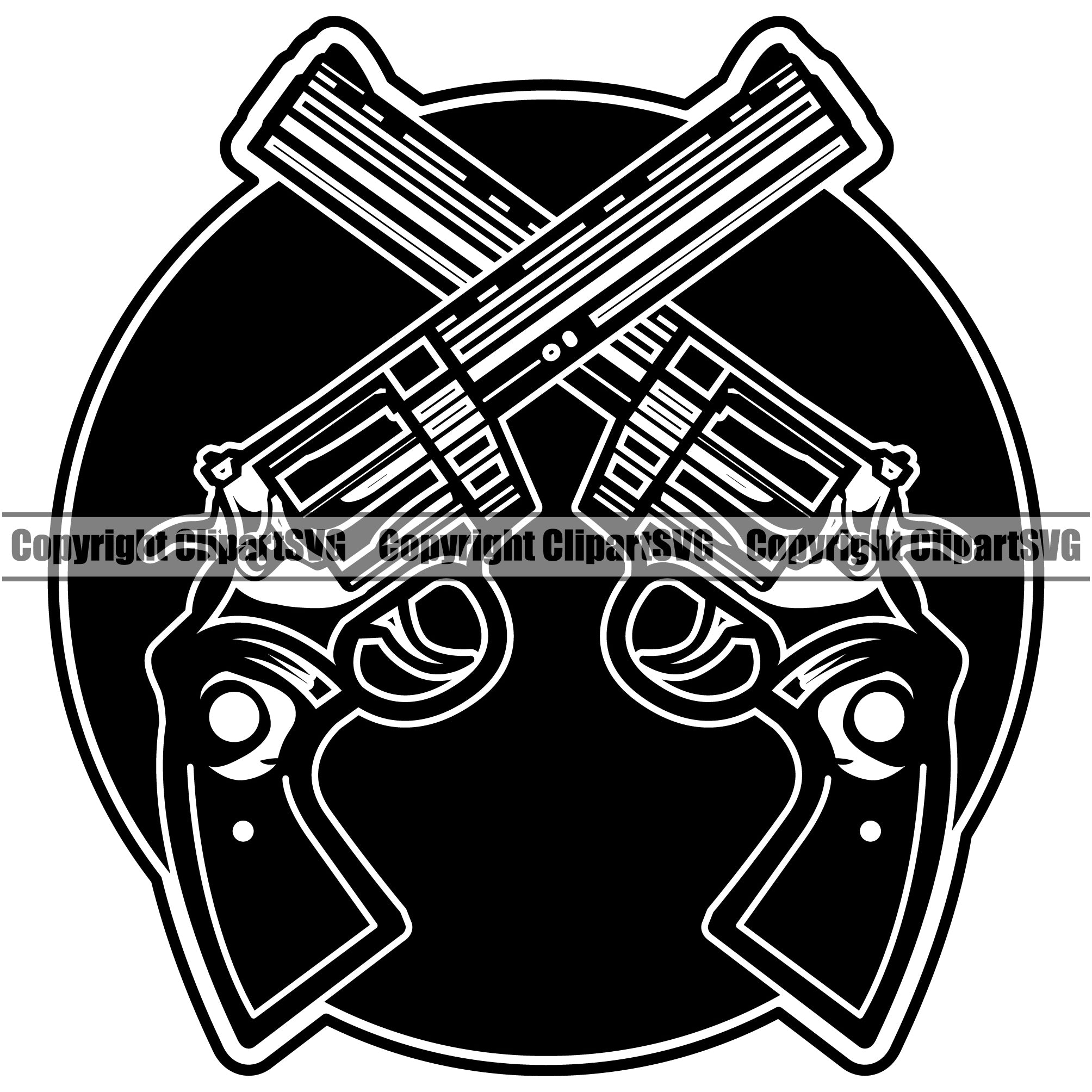 Military Army Gun Weapon Guns Crossed Design Black Color Design Element ...