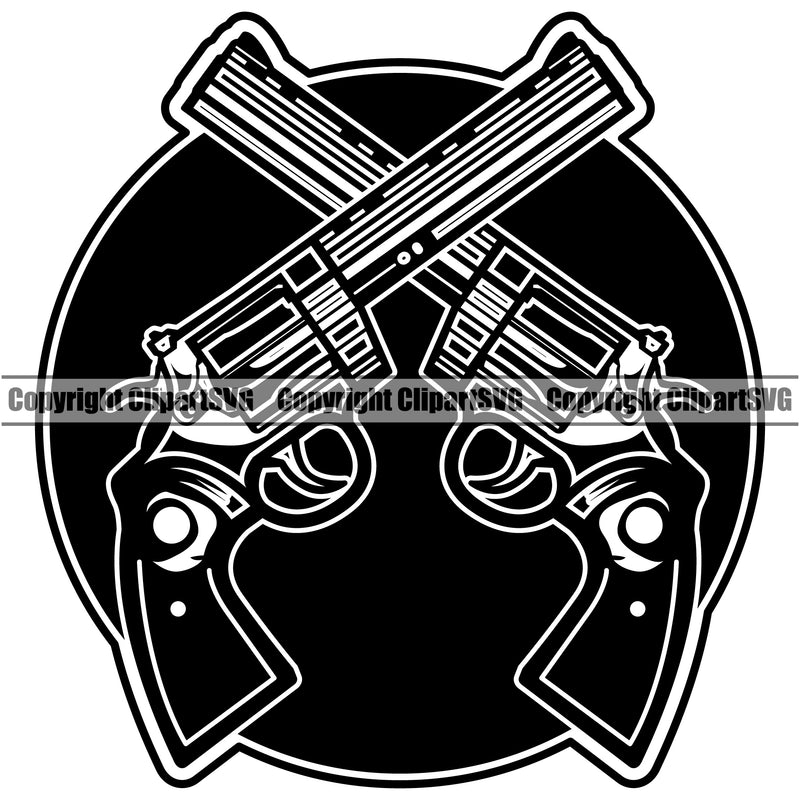 Military Army Gun Weapon Guns Crossed Design Black Color Design Element Rights 2nd Amendment USA America American Art Design Logo Clipart SVG