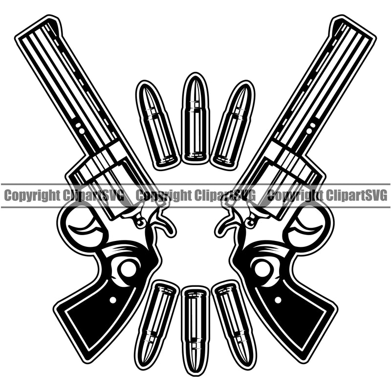 Military Army Gun Weapon Gun And Bullets Security Design Element Force Rights 2nd Amendment USA America American Art Design Logo Clipart SVG