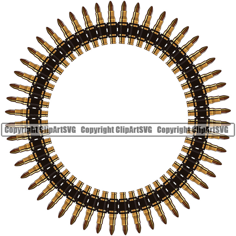 Military Army Weapon Gun Bullet Ak-47 Bullet Circle Color Design Element Chain Border Outline Background Design Element Art Logo Clipart SVG
