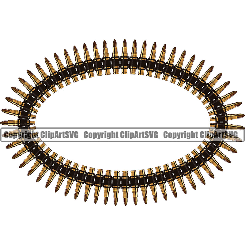 Military Army Weapon Gun Bullet Ak-47 Color Bullet Oval Line Design Element Chain Border Outline Background Design Element Art Logo Clipart SVG