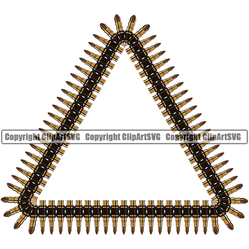 Military Army Weapon Gun Bullet Ak-47 Bullet Triangle Design Element Chain Border Outline Background Design Element Art Logo Clipart SVG