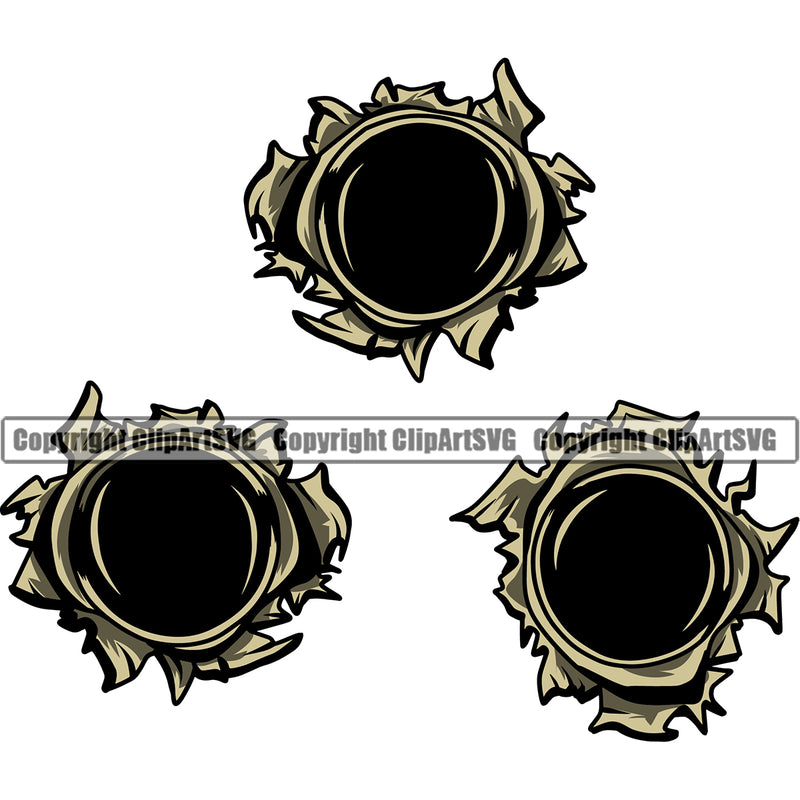 Military Army Gun Weapon Bullet Holes Color Design Element Rights 2nd Amendment USA America American Art Design Logo Clipart SVG