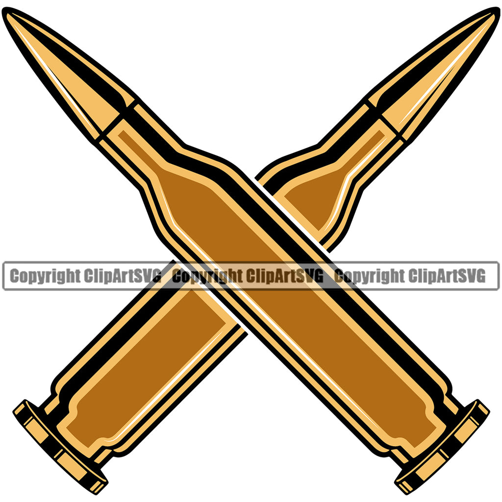 Military Army Gun Weapon Rights 2nd Gun Bullet Machine Gun AK-47 Crossed Color Design Element Security Troops Amendment USA America American Art Design Logo Clipart SVG