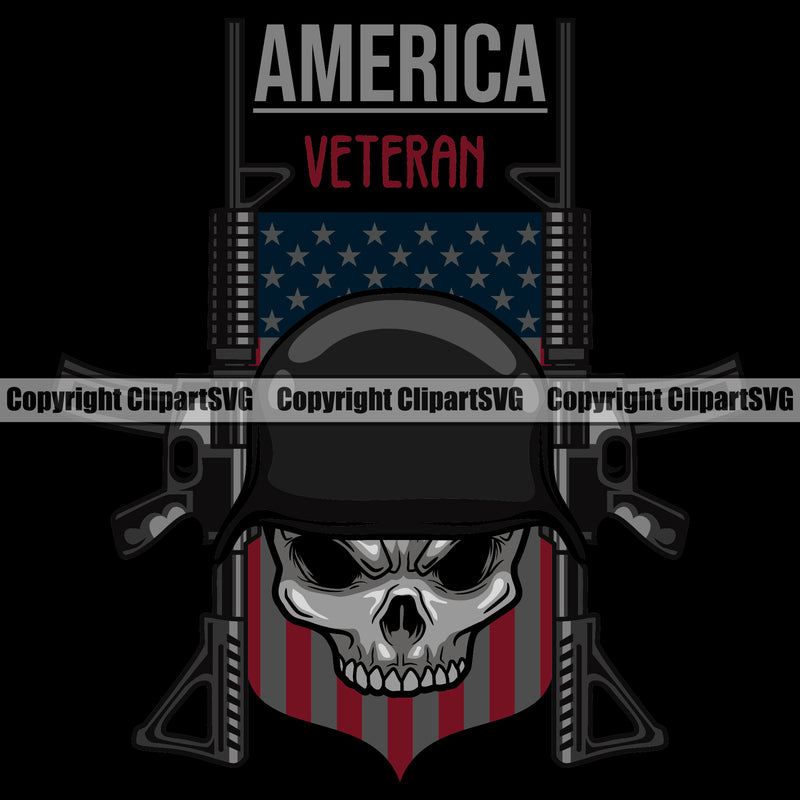 USA Flag Skull Skeleton Weapon Rights United States America Veteran Color Quote Text Design Element Black Background Design Element 2nd Amendment American Military Army Art Design Logo Clipart SVG