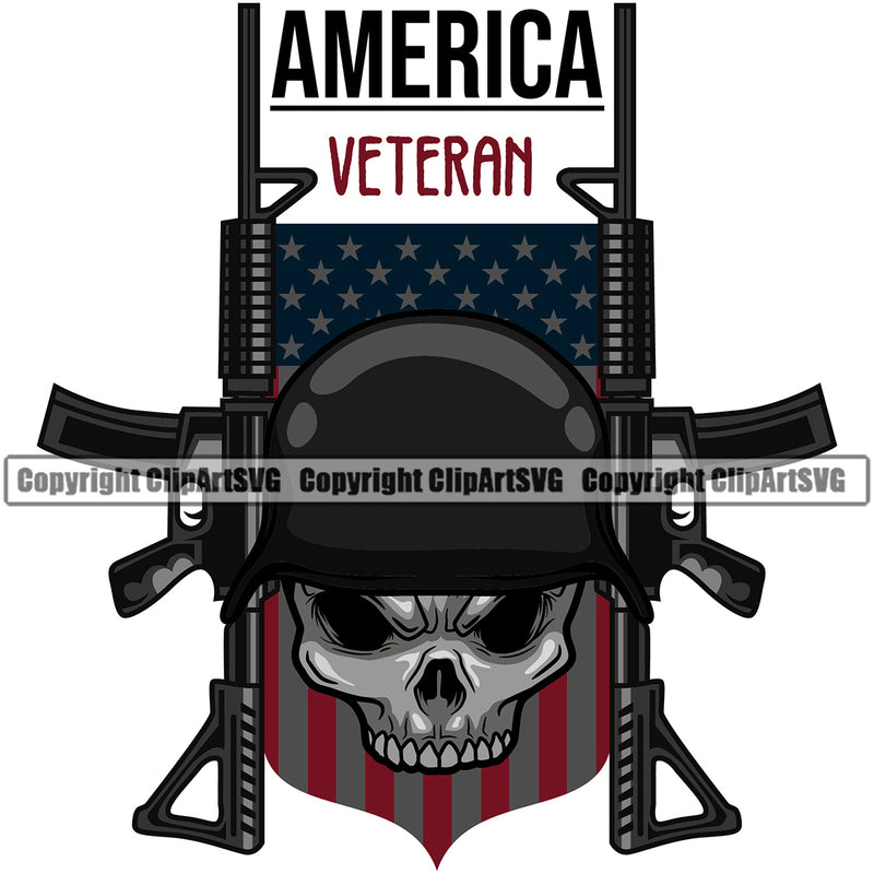 USA Flag Skull Skeleton Gun Weapon Rights United States America Veteran Color Quote Text Design Element 2nd Amendment American Military Army Art Design Logo Clipart SVG
