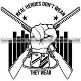USA Flag Gun Weapon Rights United States Soldier America Real Heroes Don't Wear Gun Quote Text Design Element 2nd Amendment American Military Army Art Design Logo Clipart SVG