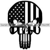 USA Flag Gun Weapon Rights United States Skull Skeleton Bullet Teeth Ammo Ammunition America Flag Design Element 2nd Amendment American Military Army Art Design Logo Clipart SVG