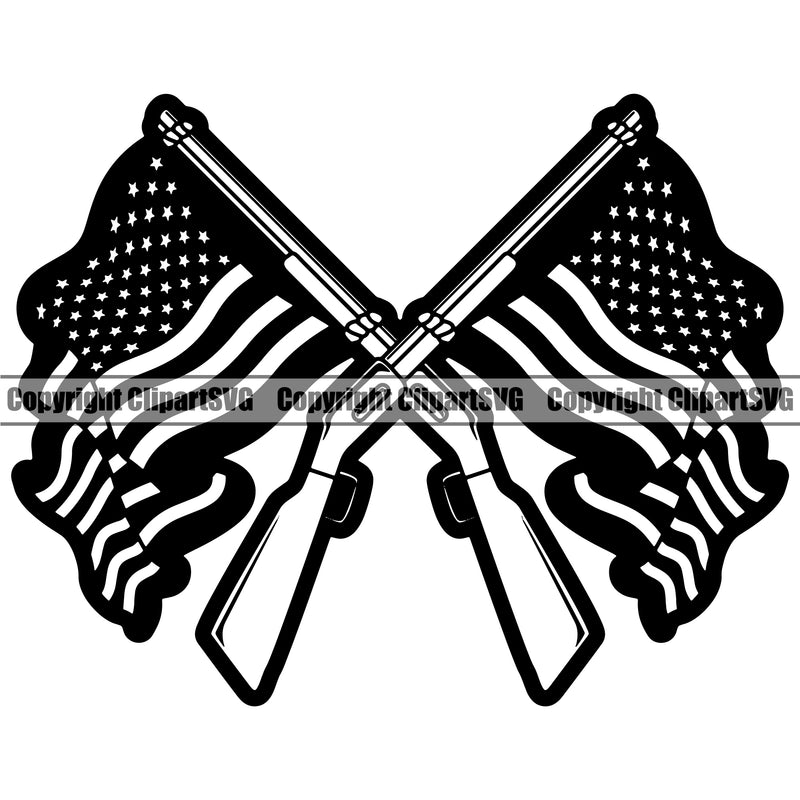 USA Flag Gun Rifle Barrel Pole Weapon Rights United States America Gun Flag Design Element 2nd Amendment American Military Army Art Design Logo Clipart SVG