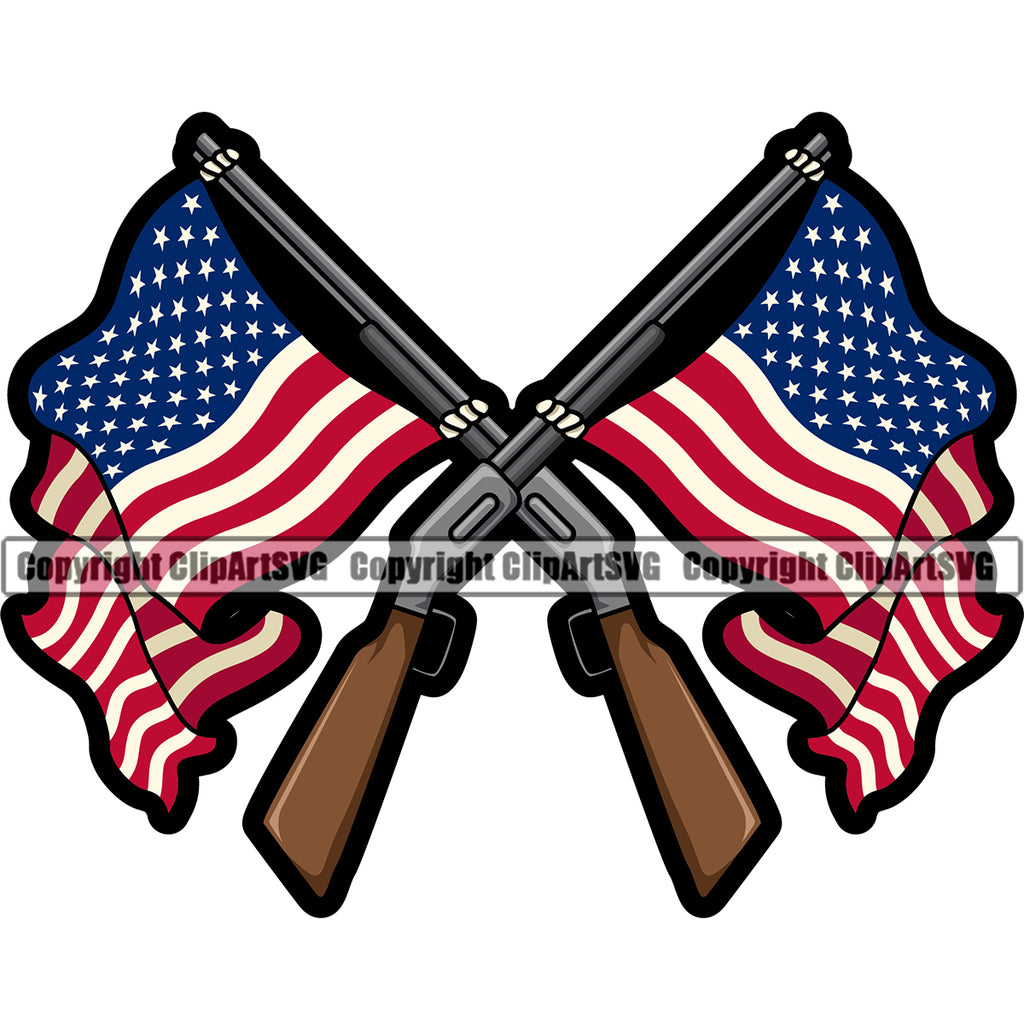 Love Guns And Fishing Rods American Flag SVG Silhouette