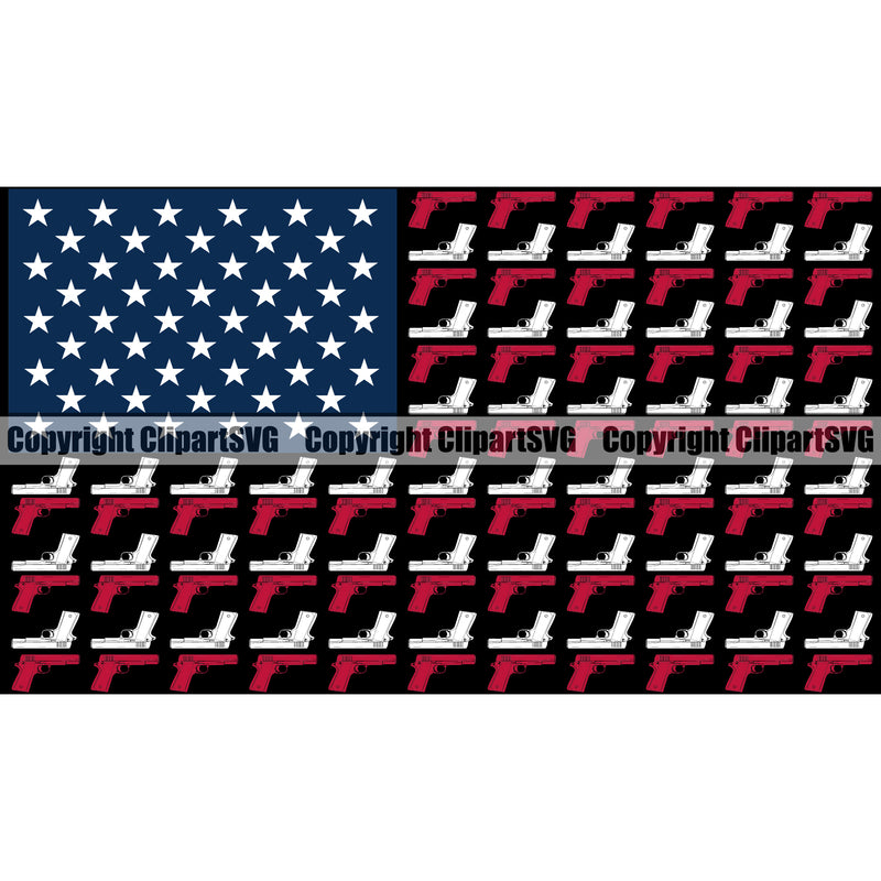 USA Flag Gun Pistol Stripes Weapon Rights United States America Flag Gun Design Element 2nd Amendment American Military Army Art Design Logo Clipart SVG