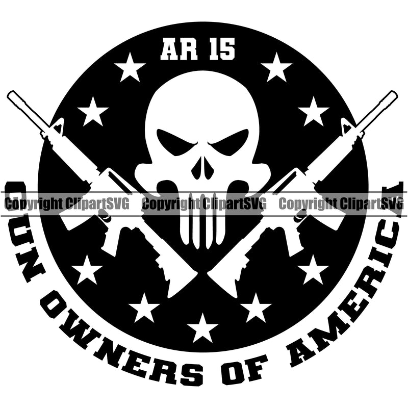 USA Flag Gun Weapon Rights United States America 2nd Amendment AR-15 Gun Owners Of American Quote Text Logo Skull Head Design Element Military Army Art Design Logo Clipart SVG