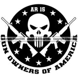 USA Flag Gun Weapon Rights United States America 2nd Amendment AR-15 Gun Owners Of American Quote Text Logo Skull Head Design Element Military Army Art Design Logo Clipart SVG