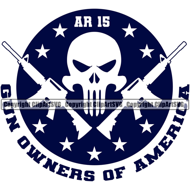 USA Flag Gun Weapon Rights United States America 2nd Amendment American AR-15 Gun Owners Of America Quote Text Skull Head And Gun Design Element Military Army Art Design Logo Clipart SVG