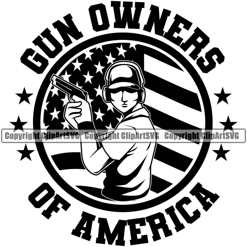 USA Flag Gun Weapon Rights United States America 2nd Amendment Gun Owners Of American Quote Text Design Element Military Army Art Design Logo Clipart SVG