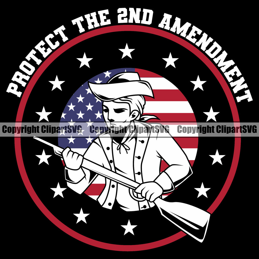 USA Flag Gun Weapon Rights United States America Protect 2nd Amendment  Patriot Patriotism Color Design Element American Military Army Art Design Logo Clipart SVG