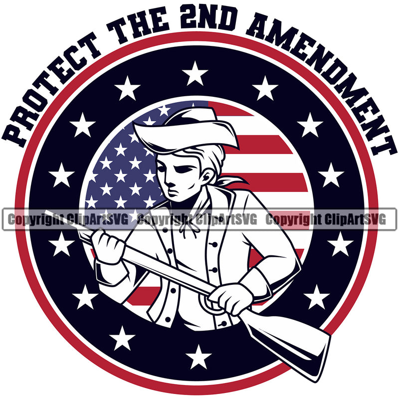 USA Flag Gun Weapon Rights United States America Protect The 2nd Amendment Patriot Patriotism Quote Text Design Element White Background American Military Army Art Design Logo Clipart SVG
