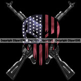 USA Flag Gun Weapon Rights United States America 2nd Amendment Skeleton Skull Head Gun Flag Design Element Color Black Background American Military Army Art Design Logo Clipart SVG