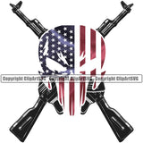 USA Flag Gun Weapon Rights United States Skeleton Skull Head Color Design Element White Background America 2nd Amendment American Military Army Art Design Logo Clipart SVG