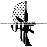 USA Flag Gun Weapon Rights United States America Flag Half Skull Skeleton Head Head Design Element 2nd Amendment American Military Army Art Design Logo Clipart SVG