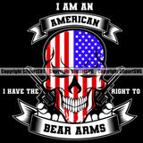 USA Flag Gun Weapon Rights United States America I Am an American I Have The Right To Bear Arms White Quote Text Design Black Background Element 2nd Amendment American Military Army Art Design Logo Clipart SVG